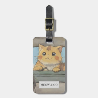 Cute Ginger Cat Meow and Go Personalized Travel Luggage Tag