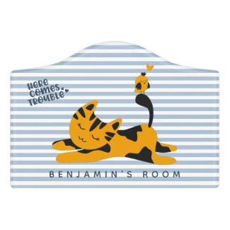 Cute Ginger Cat - PNursery or Kids Bedroom Door Sign