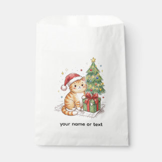 Cute Ginger Cat Santa Hat Christmas Ornament | Cat Favor Bag