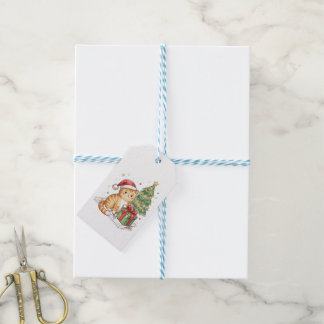 Cute Ginger Cat Santa Hat Christmas Ornament | Cat Gift Tags