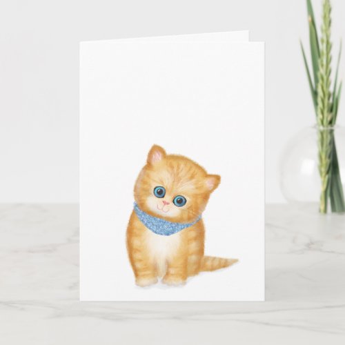 Cute ginger kitten blank card