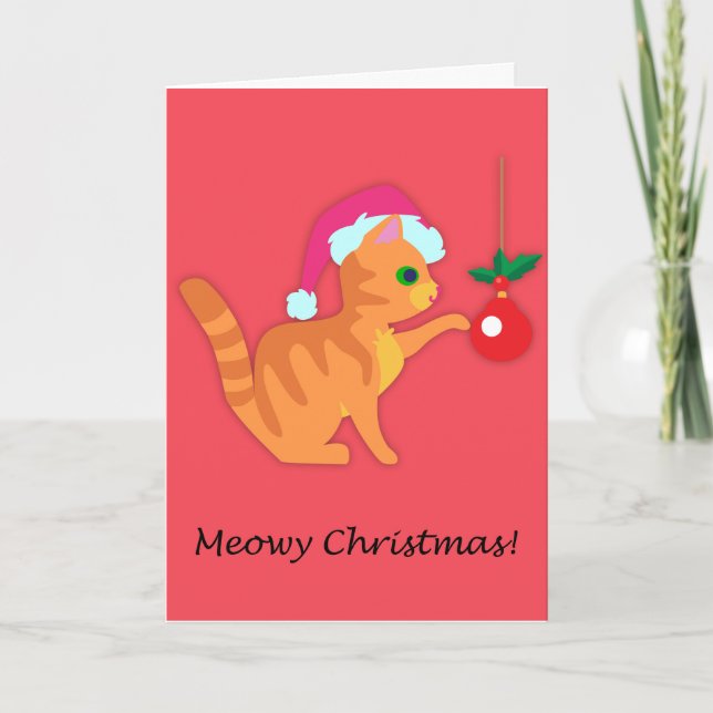 Cute Ginger Kitten Christmas Card (Front)