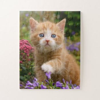 Cute Ginger Kitten In A Garden- Jigsaw Puzzle by Kathom_Photo at Zazzle
