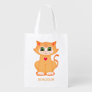 Cute Ginger Kitty Cat Grocery Bag
