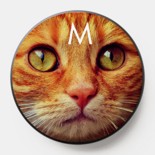 Cute Ginger Tabby Cat and Monogram PopSocket