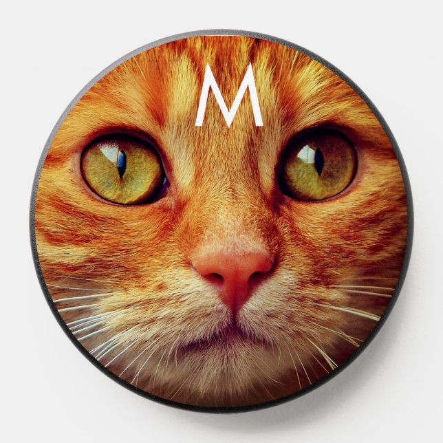 Cute Ginger Tabby Cat and Monogram PopSocket (Popsocket)