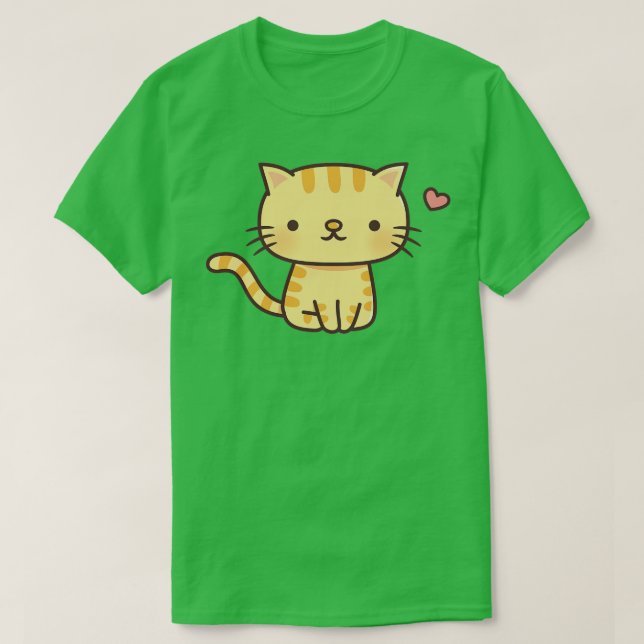 Cute Ginger Tabby Cat Doodle T-Shirt (Design Front)
