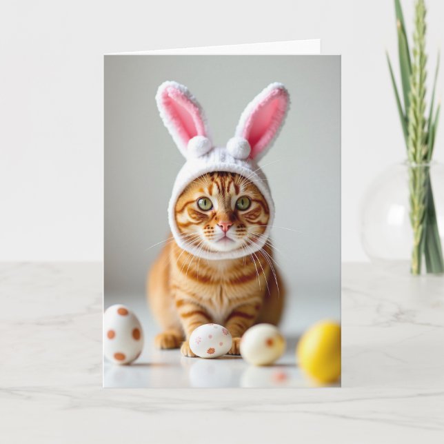 Cute Ginger Tabby Cat Portrait Card (Front)