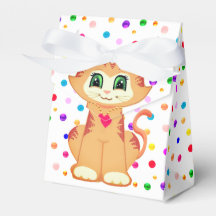 Cute Ginger Tabby Kitty Cat & Confetti Thank You