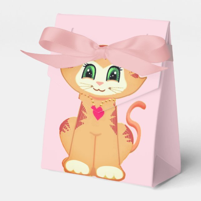 Cute Ginger Tabby Kitty Cat Thank You Favor Boxes (Front Side)
