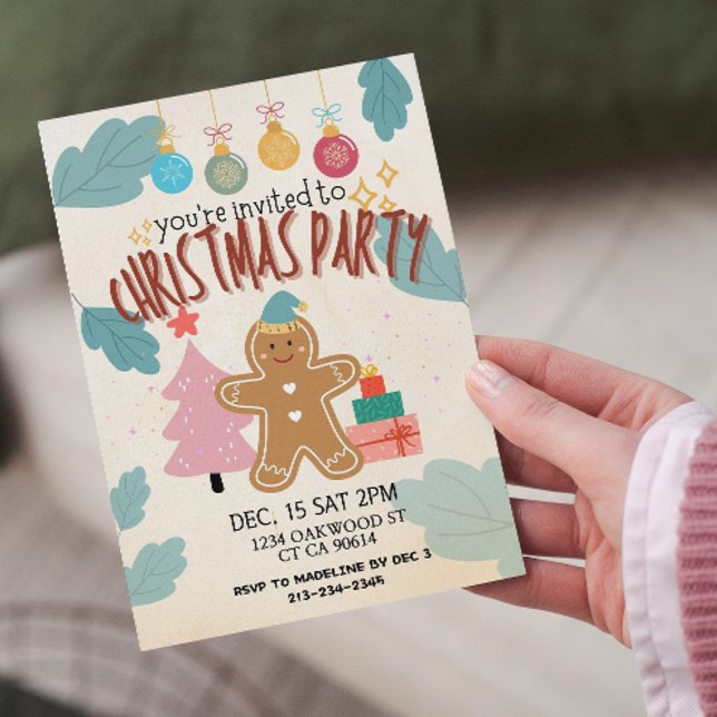 Cute gingerbrea holiday Christmas party invitation (Creator Uploaded)