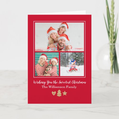 Cute Gingerbread 3 photo Christmas Card