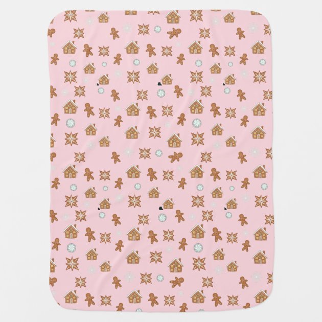 Cute Gingerbread And Candy Holiday Baby Pink Baby Blanket Zazzle