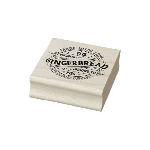 Cute Gingerbread Bakery Made With Love Rubber Stamp