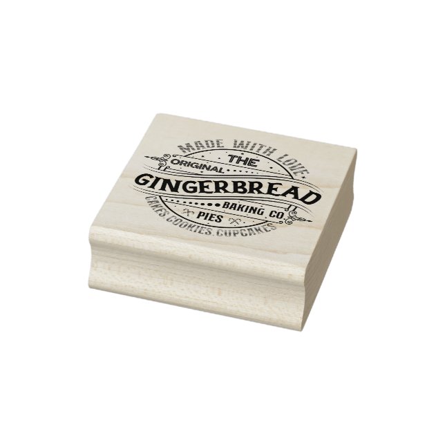 Cute Gingerbread Bakery Made With Love Rubber Stamp (Stamp)