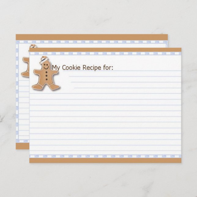 Cute Gingerbread Blank Recipe Card (Front/Back)