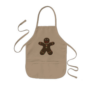 Cute Gingerbread Boy Kids Holiday Christmas Apron