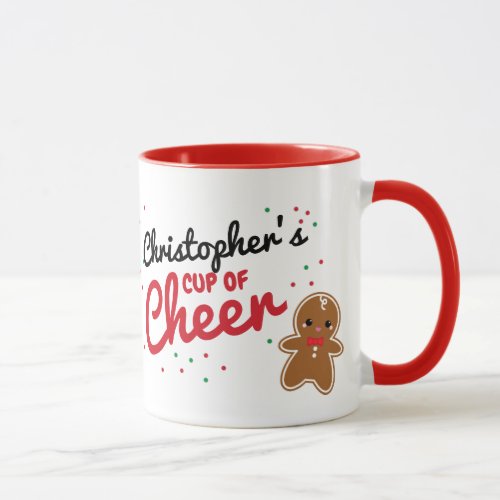 cute GINGERBREAD BOY personalized christmas mug