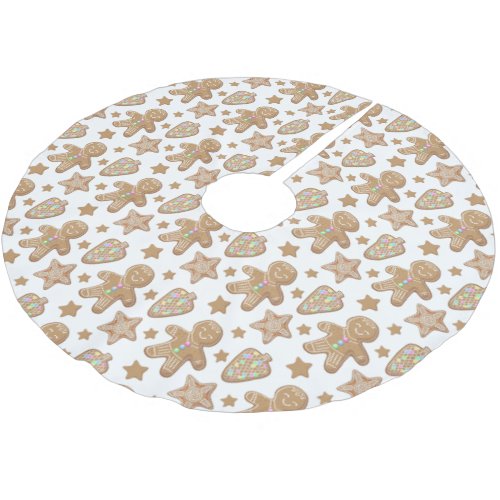 Cute Gingerbread Christmas Cookie Pattern Brushed Polyester Tree Skirt