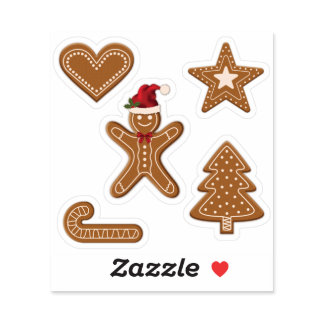 Cute Gingerbread Christmas Cookie Shapes  Sticker