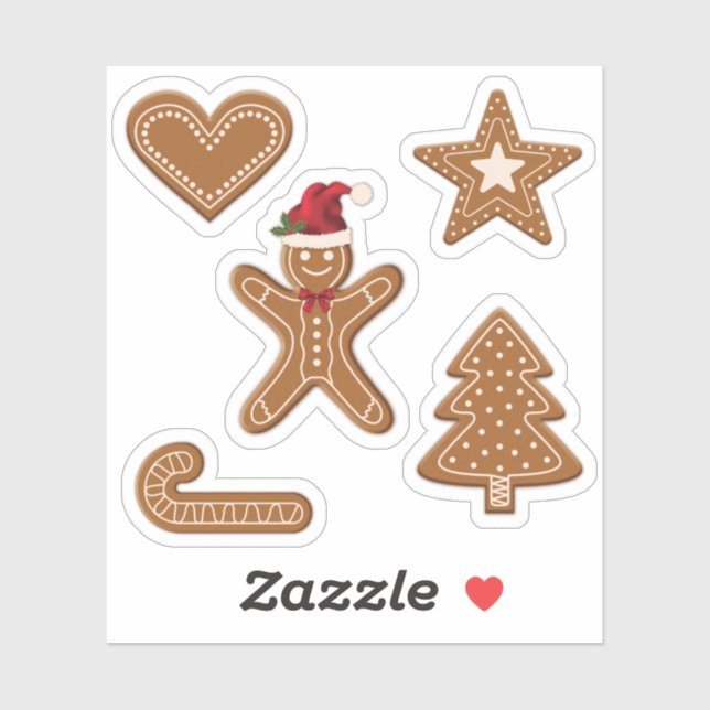 Cute Gingerbread Christmas Cookie Shapes  Sticker (Sheet)