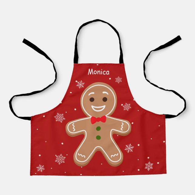 Cute Gingerbread Christmas Costume For Kids Apron (Front)