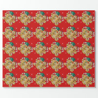 Watercolor Gingerbread Candy Cane Christmas Wrapping Paper