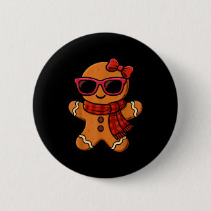 Cute Gingerbread Christmas For Women Girls Xmas Button