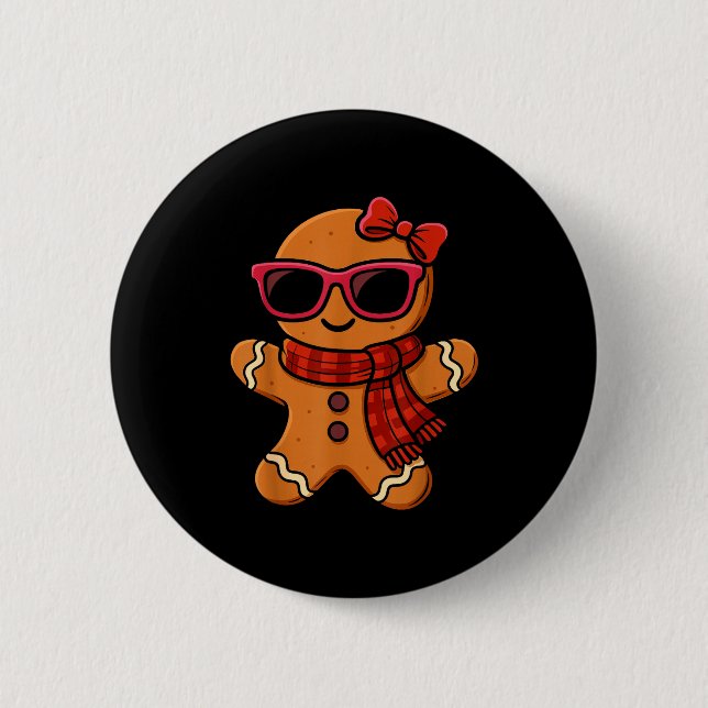 Cute Gingerbread Christmas For Women Girls Xmas  Button (Front)