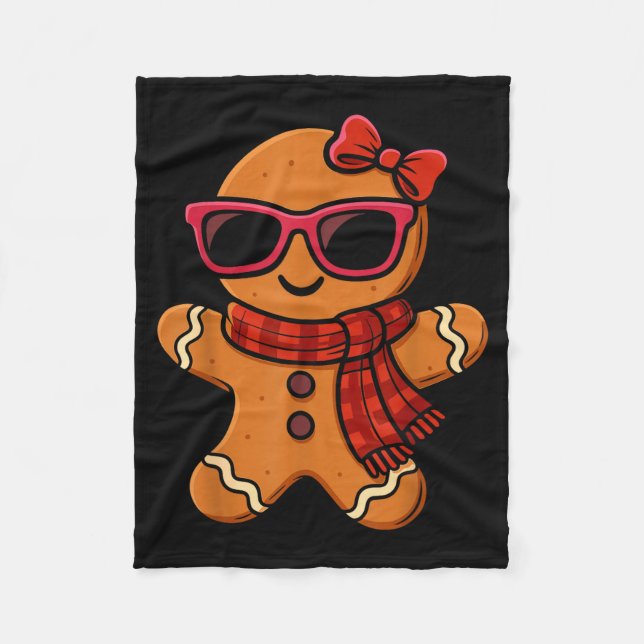 Cute Gingerbread Christmas For Women Girls Xmas  Fleece Blanket (Front)