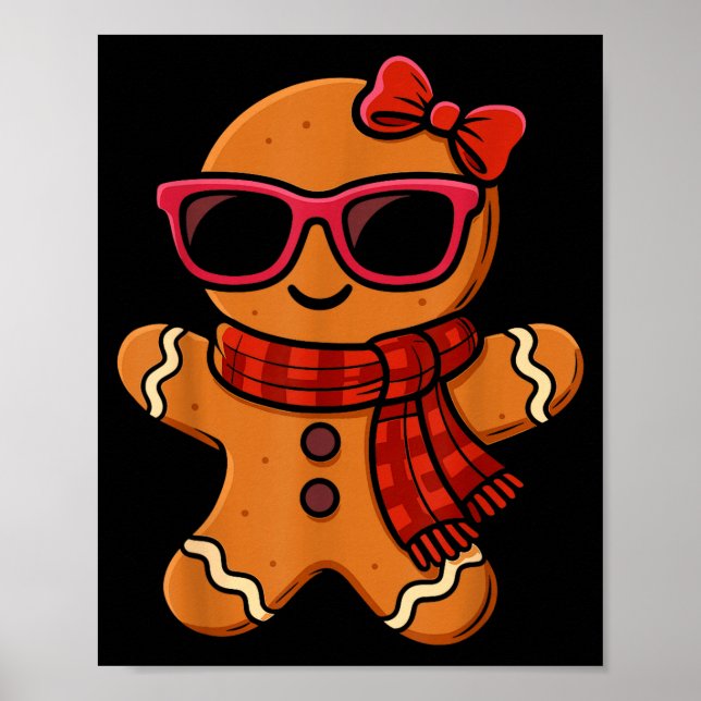 Cute Gingerbread Christmas For Women Girls Xmas  Poster (Front)