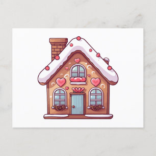 Cute Gingerbread Christmas Holiday House Postcard