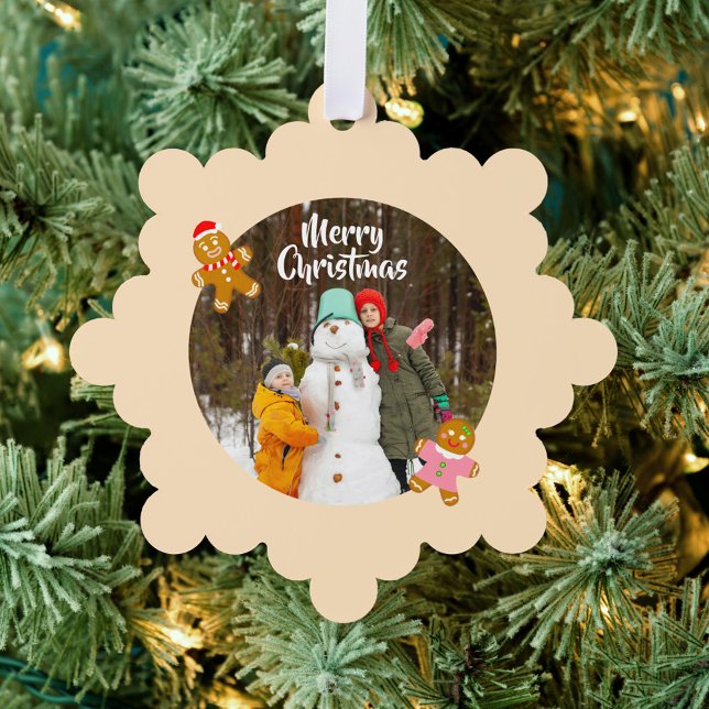 Cute Gingerbread Christmas Photo Ornament Card  (Cute and Warm Gingerbread Christmas Photo Customized Paper Ornament Card )