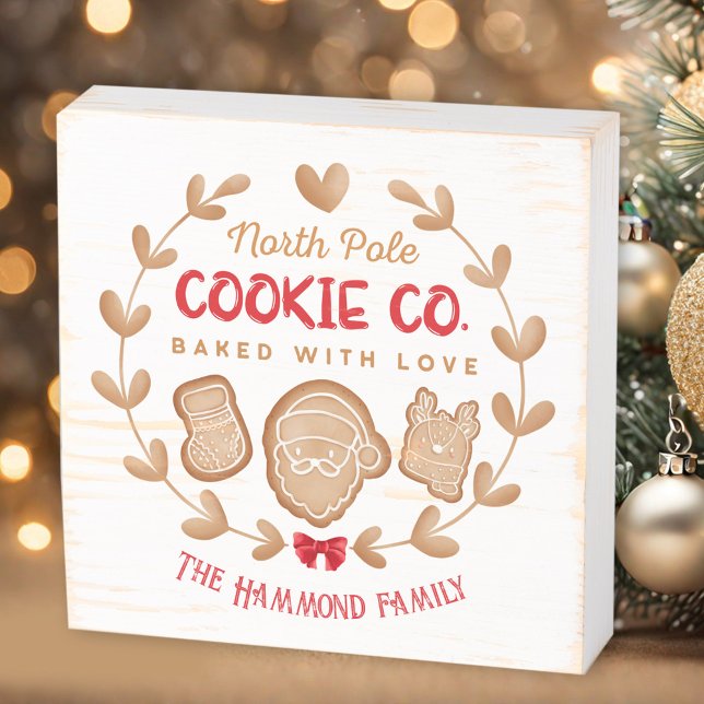 Cute Gingerbread Christmas Red Name Bakery Wooden Box Sign (Cute Gingerbread Christmas Red Name Bakery Wooden Box Sign)