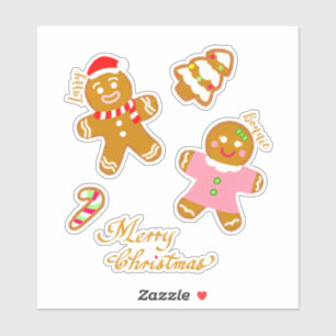 Cute Gingerbread Christmas Script Personalized Sticker