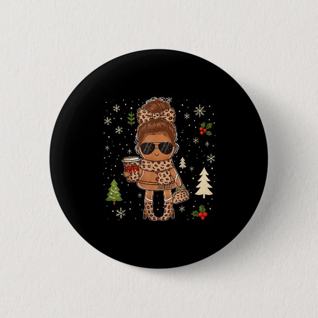 Cute Gingerbread Christmas Snow Xmas For Men Women Button (Front)