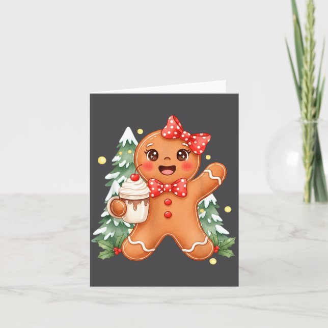 Cute Gingerbread Christmas Snow Xmas For Men Women Card (Front)