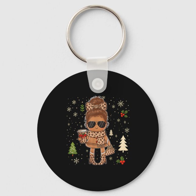 Cute Gingerbread Christmas Snow Xmas For Men Women Keychain (Front)