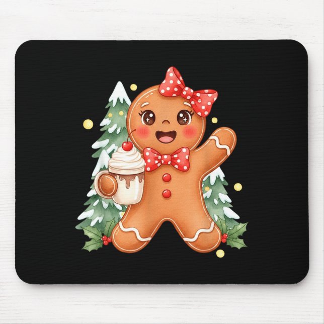 Cute Gingerbread Christmas Snow Xmas For Men Women Mouse Pad (Front)
