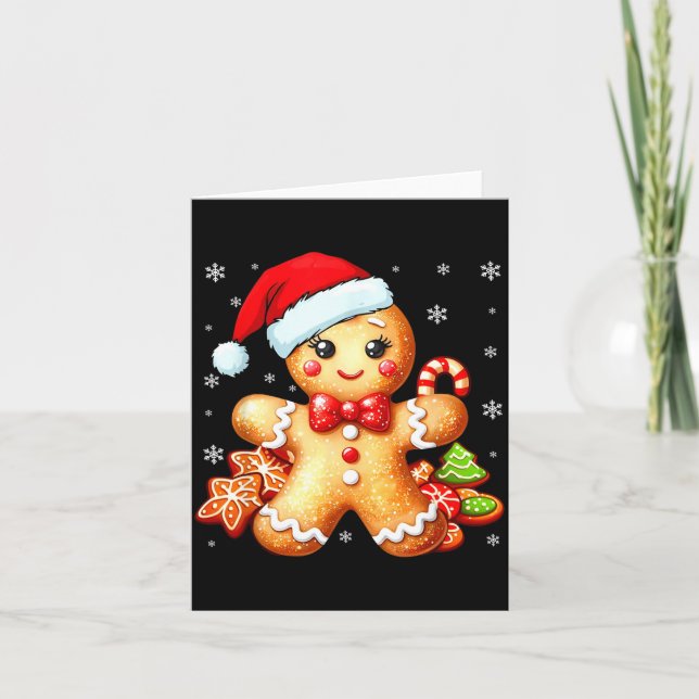 Cute Gingerbread Christmas Snow Xmas For Women Kid Card (Front)