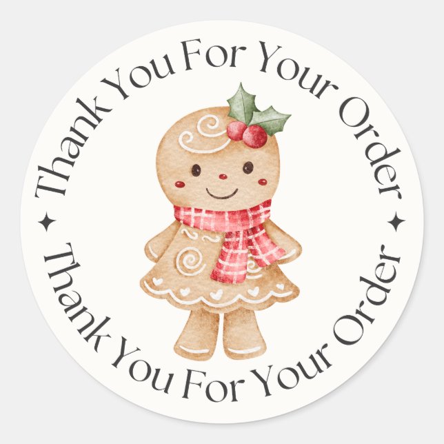 Cute Gingerbread Christmas Sticker (Front)