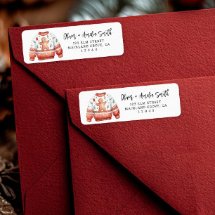Cute Gingerbread Christmas Sweater Return Address  Label
