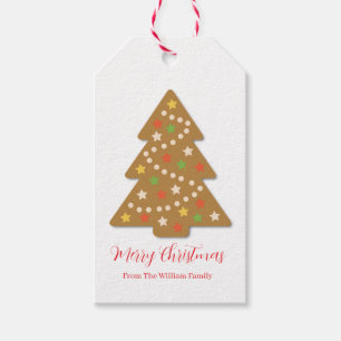Cute Gingerbread Christmas Tree Holiday Gift Tags