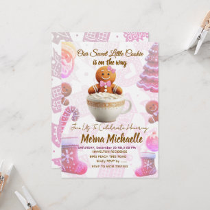 Cute Gingerbread Cookie baby shower invitation