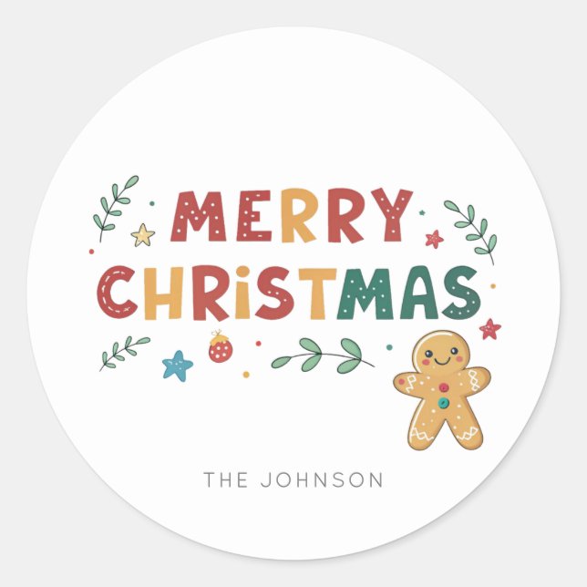 Cute Gingerbread Cookie  Classic Round Sticker (Front)