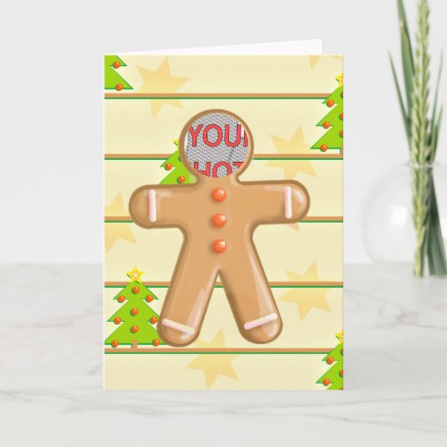 Cute Gingerbread Cookie Customizable Photo Holiday Card