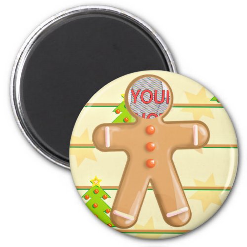 Cute Gingerbread Cookie Customizable Photo Magnet