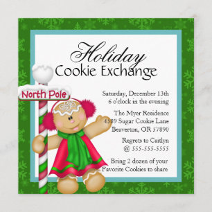 Cute Gingerbread Cookie Exchange Holiday Invite