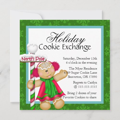 Cute Gingerbread Cookie Exchange Holiday Invite