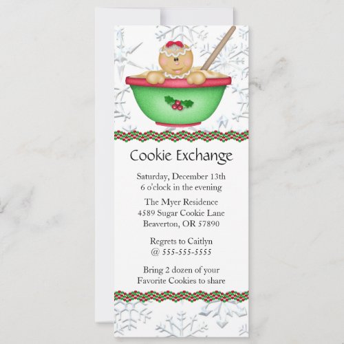 Cute Gingerbread Cookie Exchange Holiday Invite